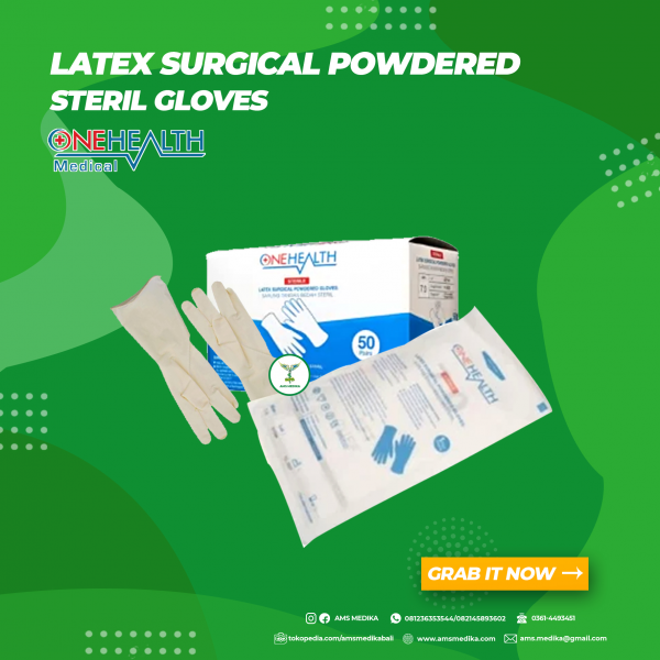 Latex Surgical Steril Gloves Powdered Onehealth (Kemasan Pcs) 