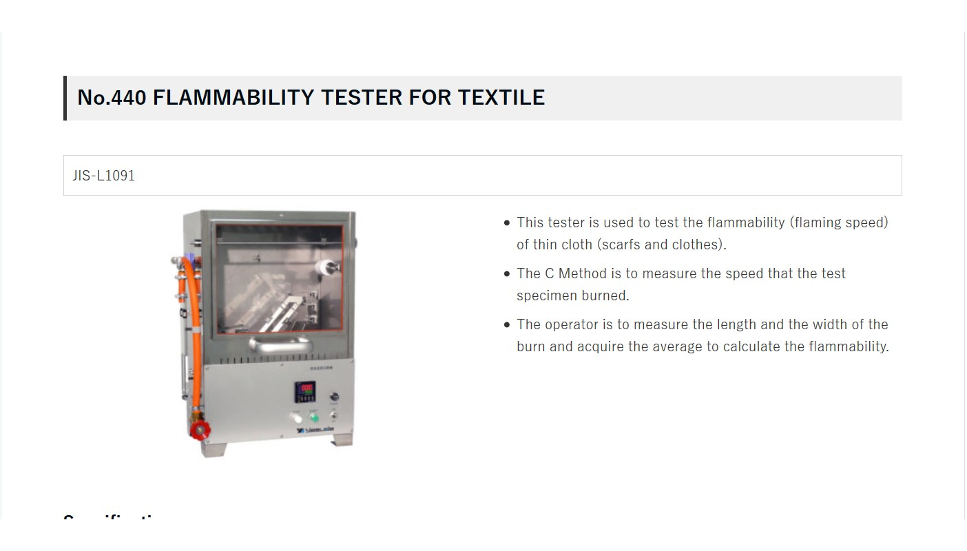 FLAMMABILITY TESTER FOR TEXTILE PT Mora Anugerah Berkat
