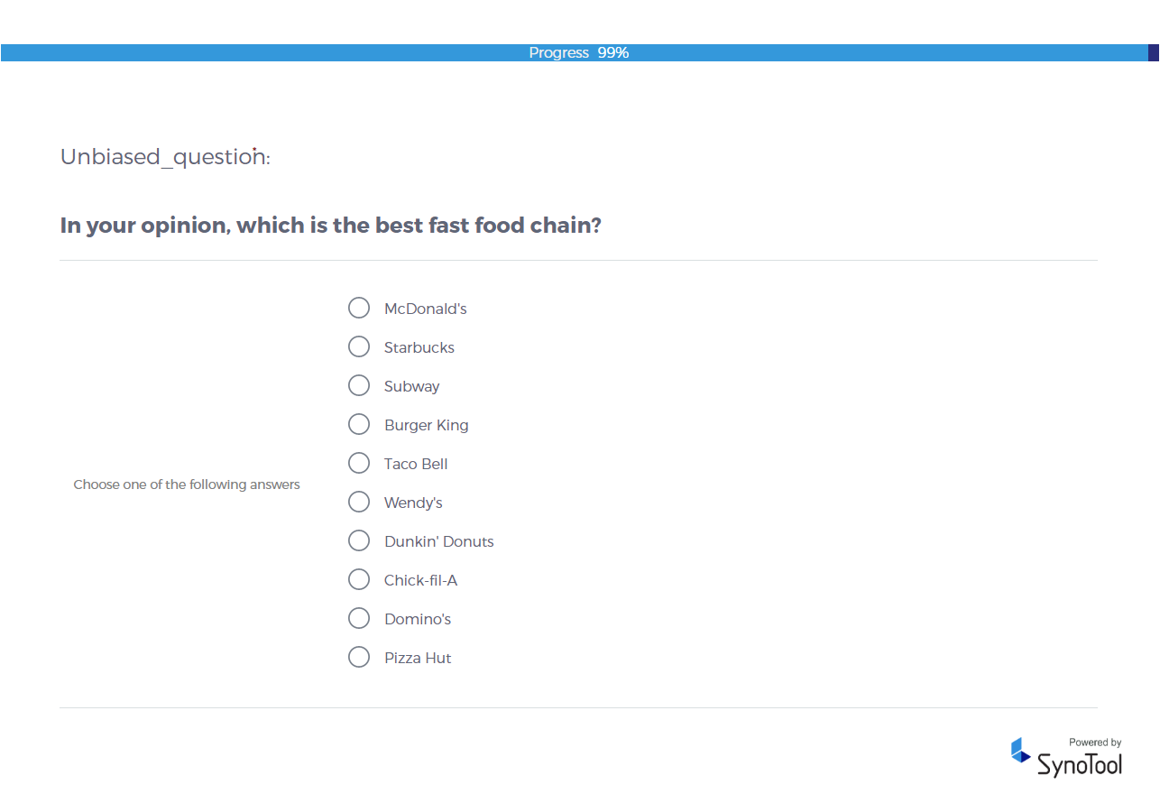 Questionnaire Design - An Unbiased Question