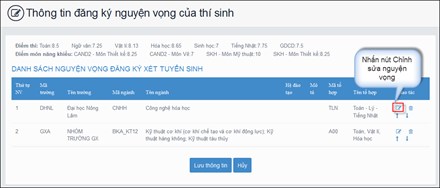 Chọn vào biểu tượng điều chỉnh