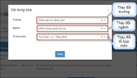 Có 3 thông tin bạn có thể thay đổi