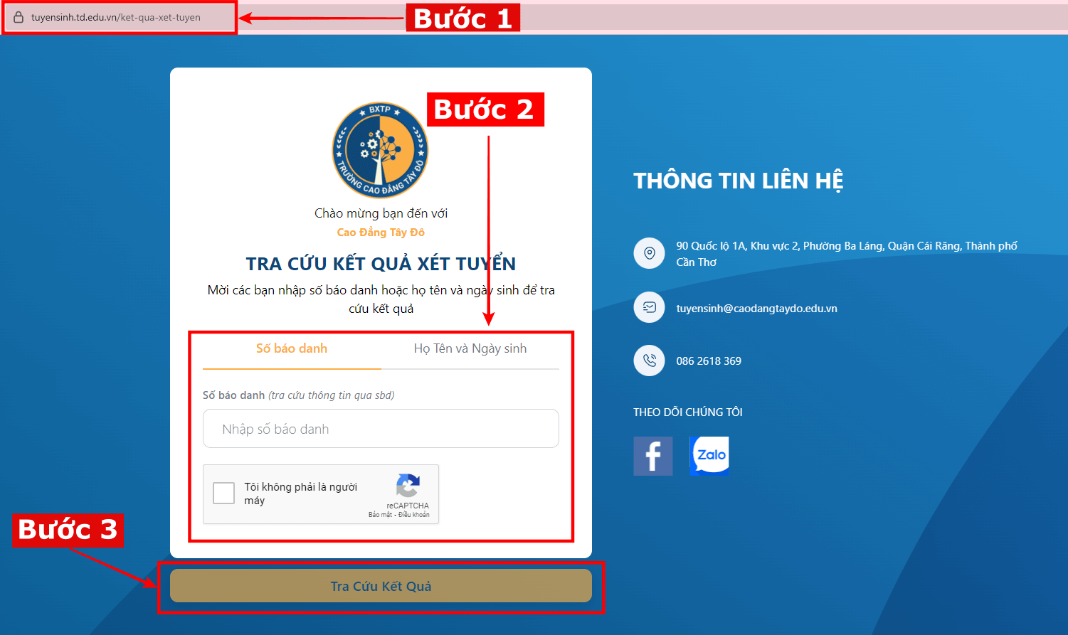 tra cứu kết quả xét tuyển trường cao đẳng tây đô 2022