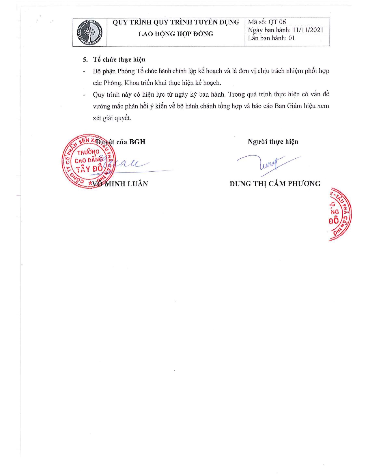 Quy trình tuyển dụng lao động hợp đồng