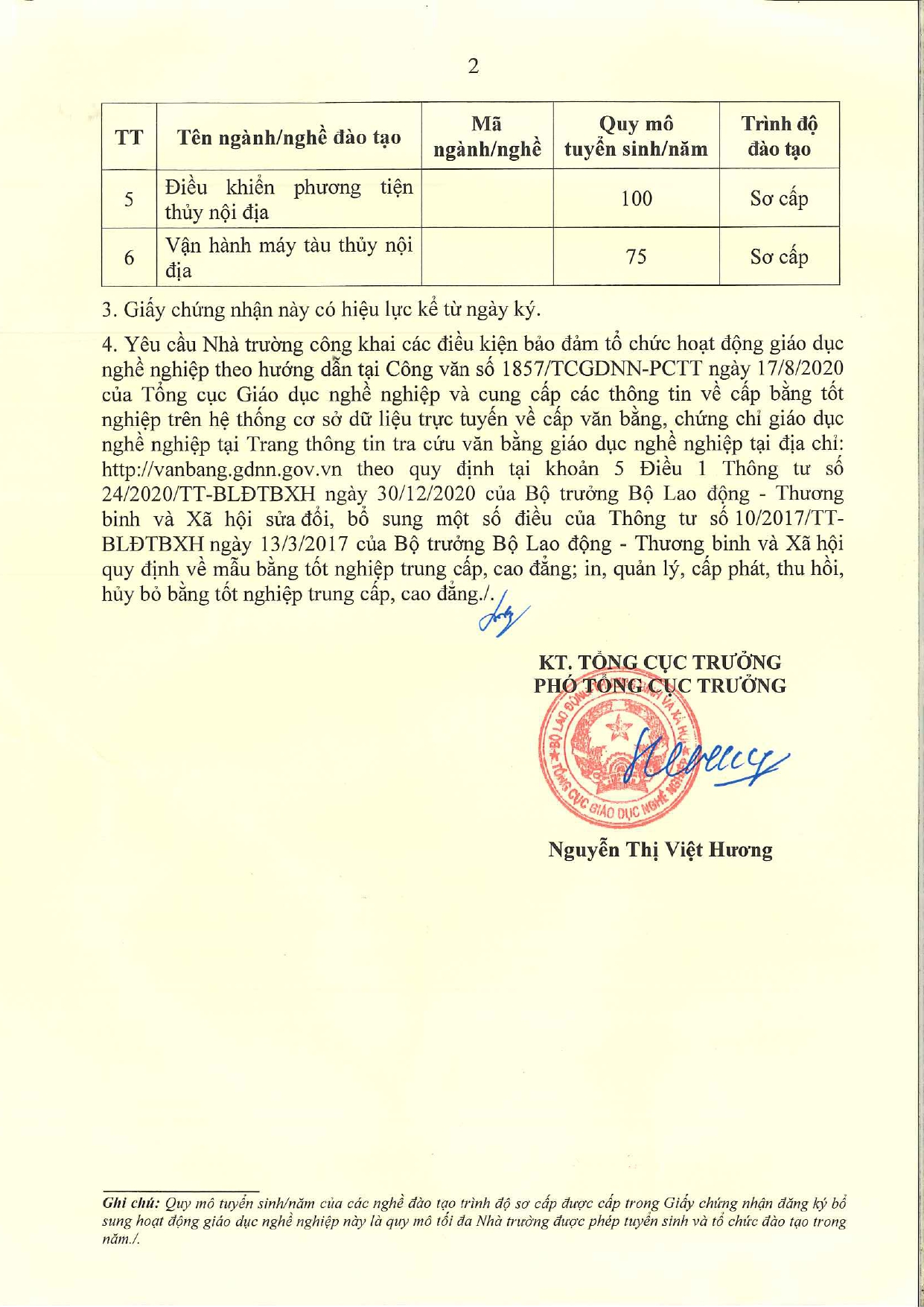 giấy chứng nhận đăng ký bổ sung hoạt động giáo dục nghề nghiệp