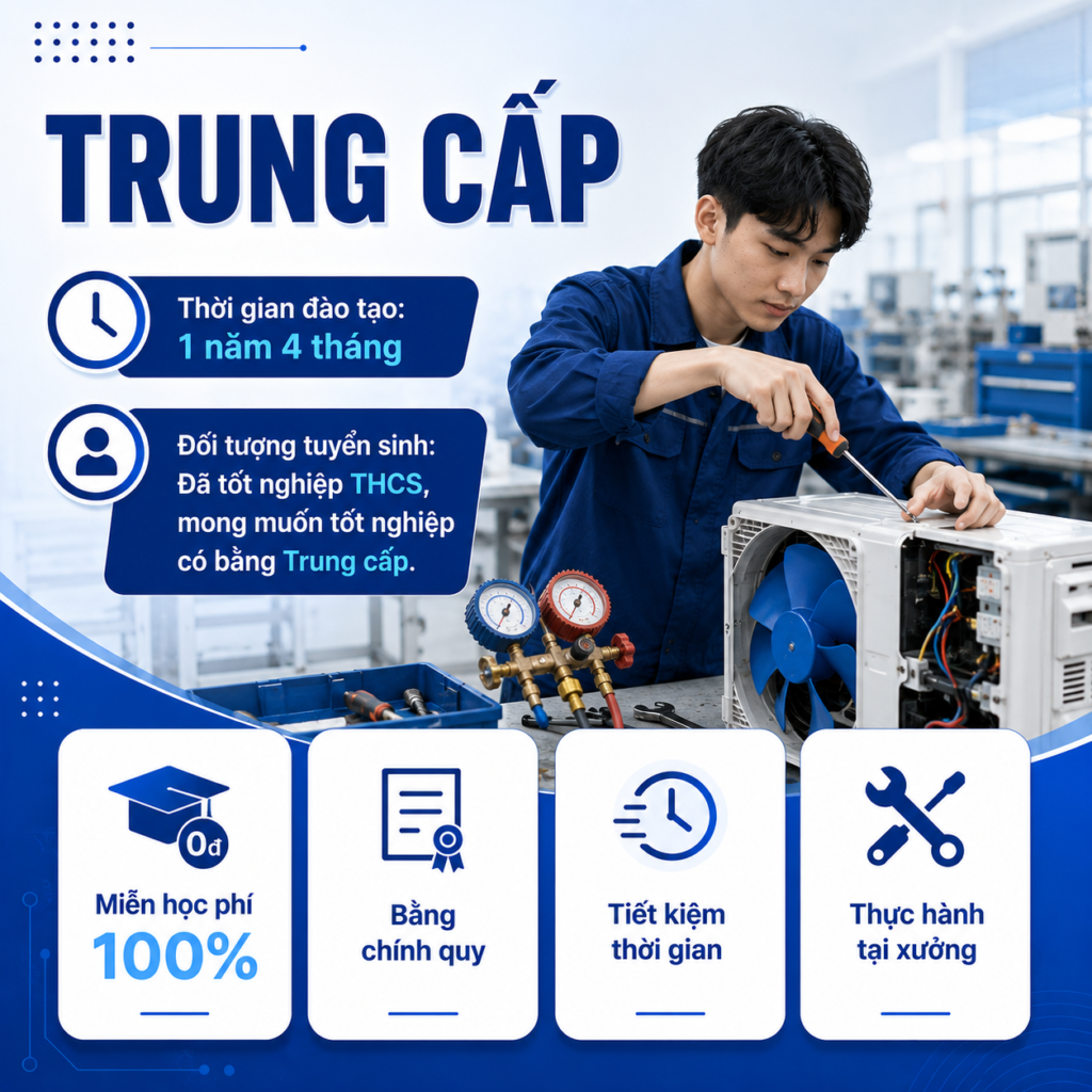 Tuyển sinh 2026 – Ng&agrave;nh Kỹ thuật M&aacute;y lạnh & Điều ho&agrave; Kh&ocirc;ng kh&iacute;