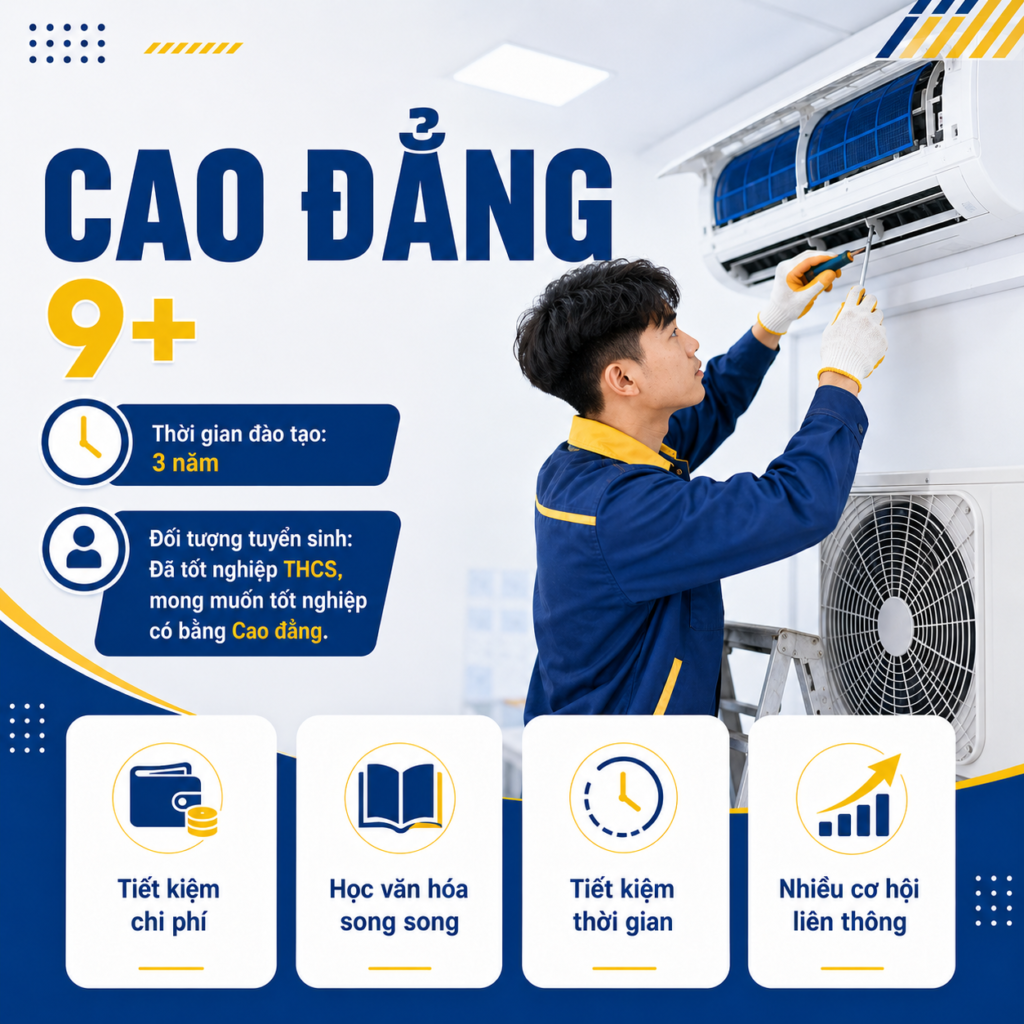 Tuyển sinh 2026 – Ng&agrave;nh Kỹ thuật M&aacute;y lạnh & Điều ho&agrave; Kh&ocirc;ng kh&iacute;