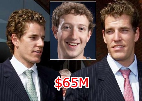 Mark Zuckeburg bị tố ăn cắp ý tưởng của 2 anh em sinh đôi. Vụ kiện này khiến Facebook thiệt hại 65 triệu USD