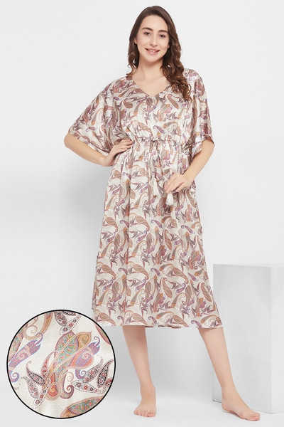 Nude Short Sleeve Plain Songket Kaftan