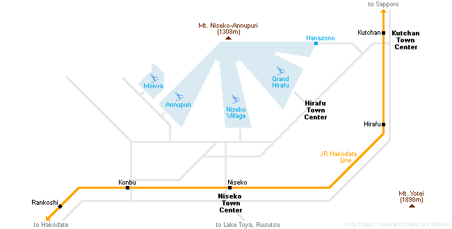 Các phân khu chính tại khu trượt tuyết Niseko