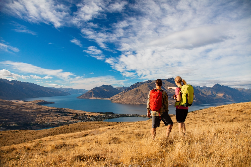 A couple hiking on New Zealand's South Island