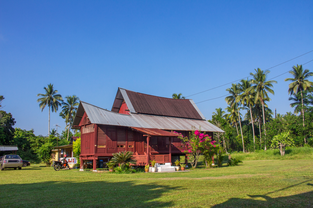 A view of Malaysian village with traditional malay wodden house
