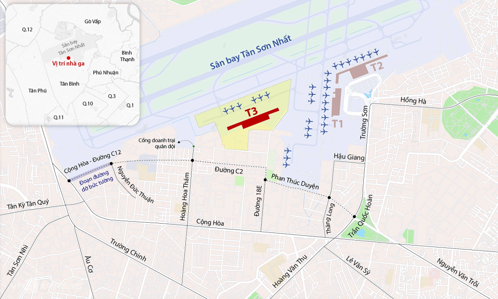 Vị trí nhà ga T3 Tân Sơn Nhất