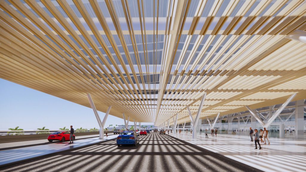 Khu vực sảnh ra vào và lối ô tô lên/xuống nhà ga T3 Tân Sơn Nhất