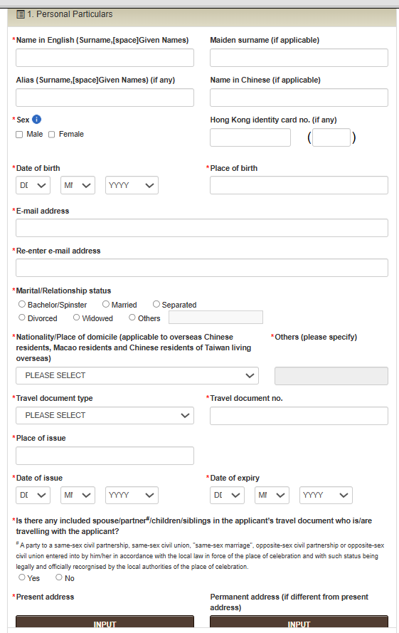 Giao diện website bước thứ 4 khi điền thông tin cá nhân | evisa Hong Kong