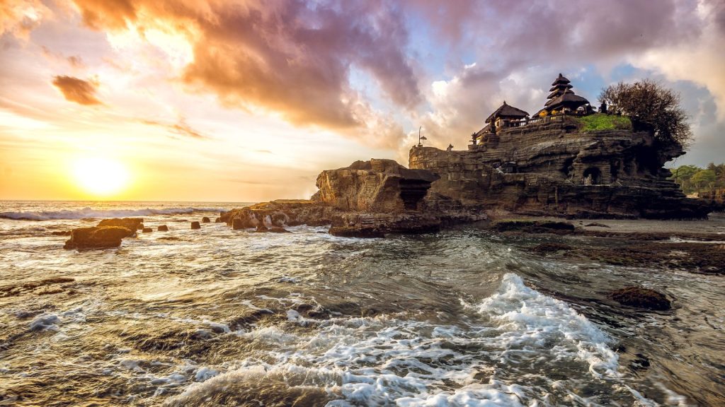 Tanah Lot temple on Bali's coast.