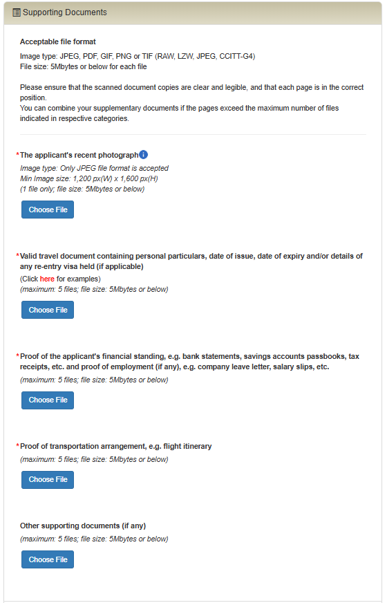 Giao diện nộp hồ sơ evisa Hong Kong 