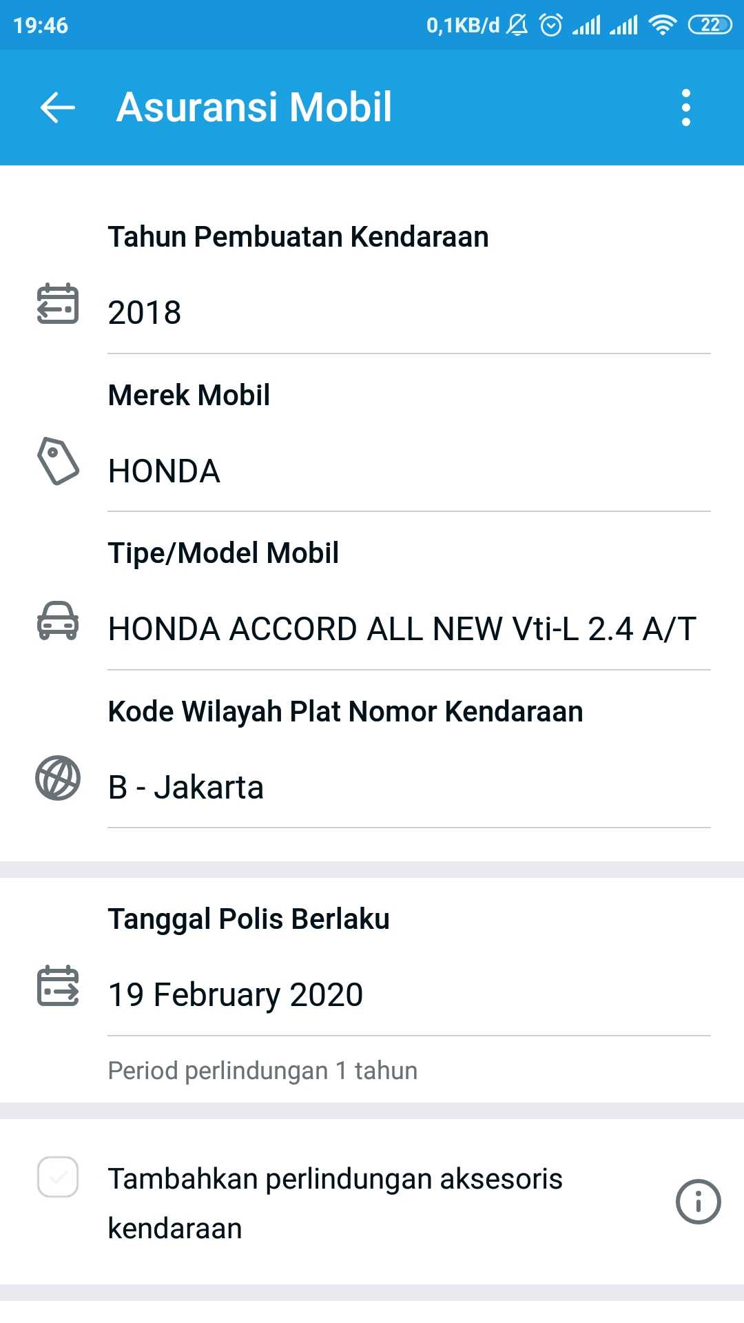 Isi dan Lenkapi Informasi Kendaraan/Mobil