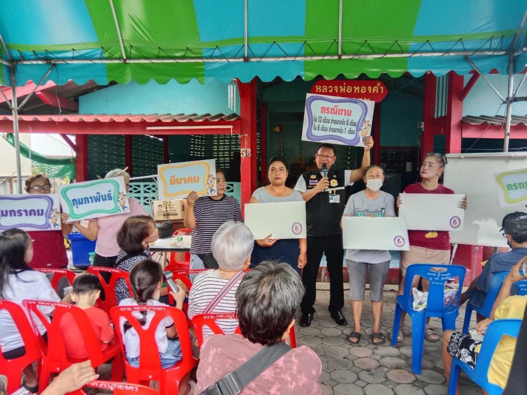 นางวรางคณา​ สอนเต็ม ​นักวิชาการการเงินและบัญชีชำนาญการ​พิเศษ รักษาราชแทนประกันสังคมจังหวัดสมุทรปราการ​ ​มอบหมายให้​ น.ส.ปวริศา​ เชื่อมบุญมา นักวิชาการแรงงานปฎิบัติการเป็นวิทยากรบรรยาย​พร้อมด้วย ​นางนพภัสสร​ เมฆฉาย​ อสม.​จิตอาสา​ นายธนพัต ธนัตเจริญ เครือข่ายประกันสังคมจังหวัดสมุทรปราการ
