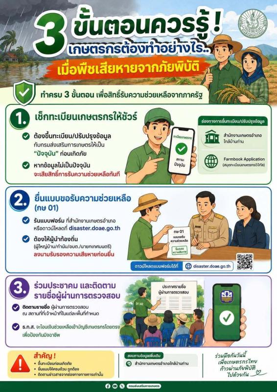 เกษตรควนเนียง ประชาสัมพันธ์ 3 ขั้นตอนควรรู้ เมื่อพืชเสียหายจากภัยพิบัติ ! เกษตรกรต้องทำอย่างไร ?