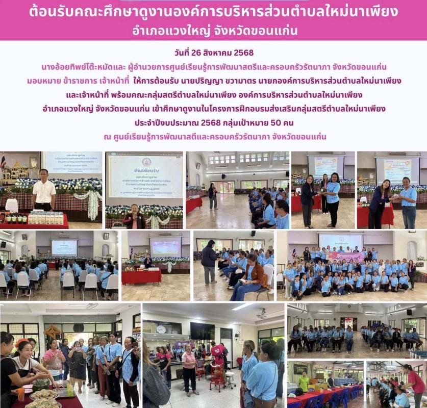ต้อนรับคณะศึกษาดูงานองค์การบริหารส่วนตำบลใหม่นาเพียง อำเภอแวงใหญ่ จังหวัดขอนแก่น
