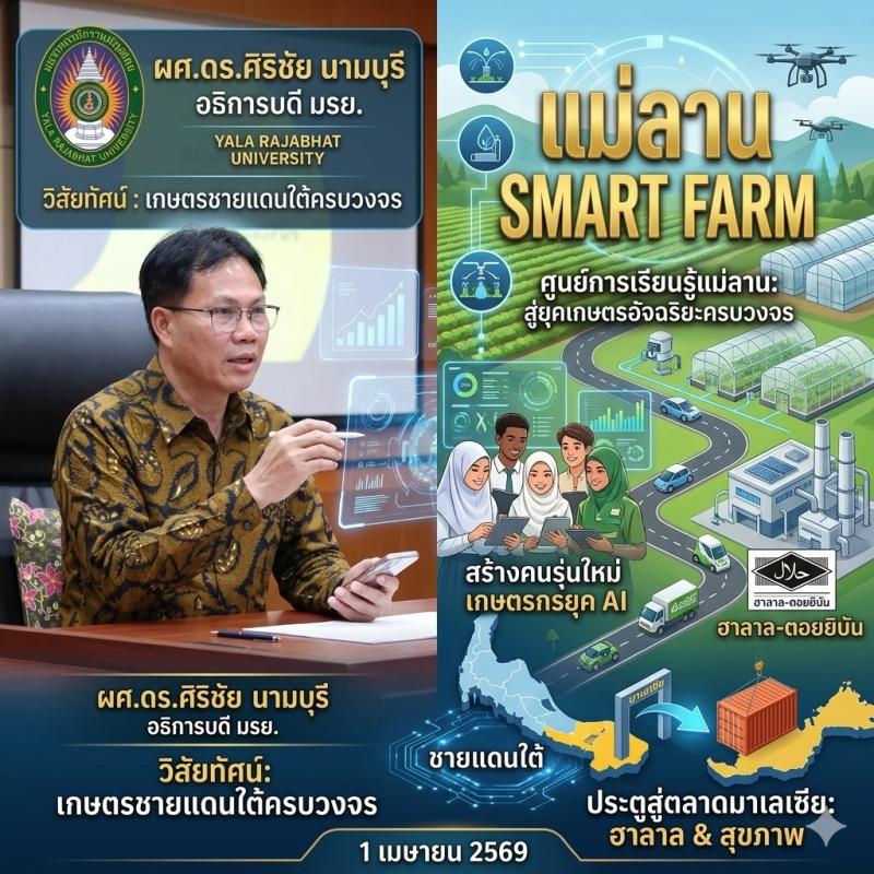 มรย. ปักหมุด "แม่ลาน" ปั้นโมเดลเกษตรครบวงจร รับประตูส่งออกมาเลเซีย ชูมาตรฐาน "ฮาลาล-ตอยยิบัน" สู้ศึกตลาดสุขภาพ &ldquo;โดยเชิญชวนทุกภาคส่วนร่วมเป็นหุ้นส่วนส่วนการพัฒนาโดยเฉพาะเยาวชนคนรุ่นใหม่&ldquo; โดย: อุสตาซอับดุชชะกูรฺ บินชาฟิอีย์ (อับดุลสุโก ดินอะ) เรียบเรียง ด้วยพระนามของอัลลอฮฺผู้ทรงเมตตากรุณาปรานีเสมอ ขอ