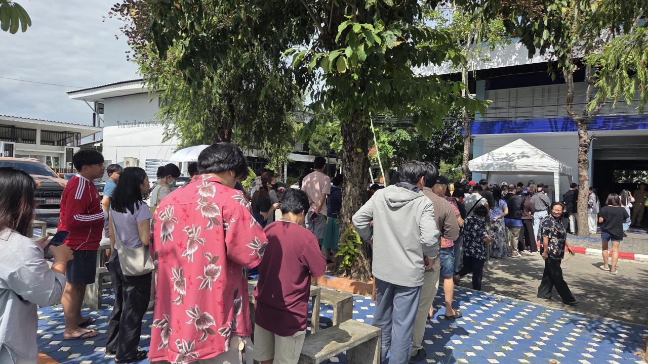 บรรยากาศเลือกตั้งประกันสังคมรร.สันทรายวิทยาคม