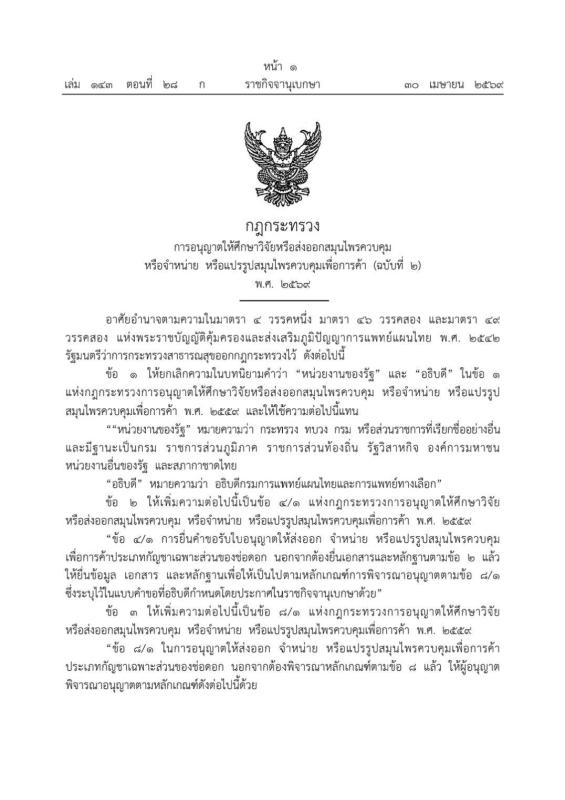 ปิดฉากกัญชาเสรีเงียบๆ