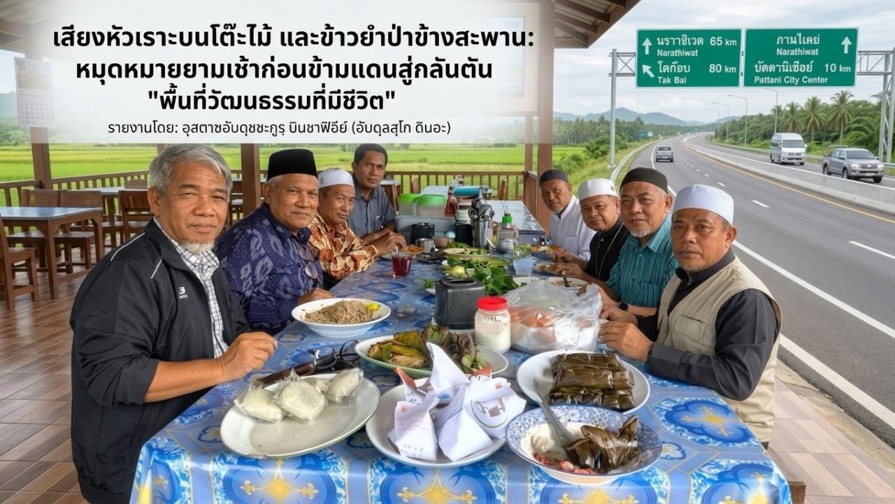 เสียงหัวเราะบนโต๊ะไม้ และข้าวยำป่าข้างสะพาน: หมุดหมายยามเช้าก่อนข้ามแดนสู่กลันตัน กับ  "พื้นที่วัฒนธรรมที่มีชีวิต"
