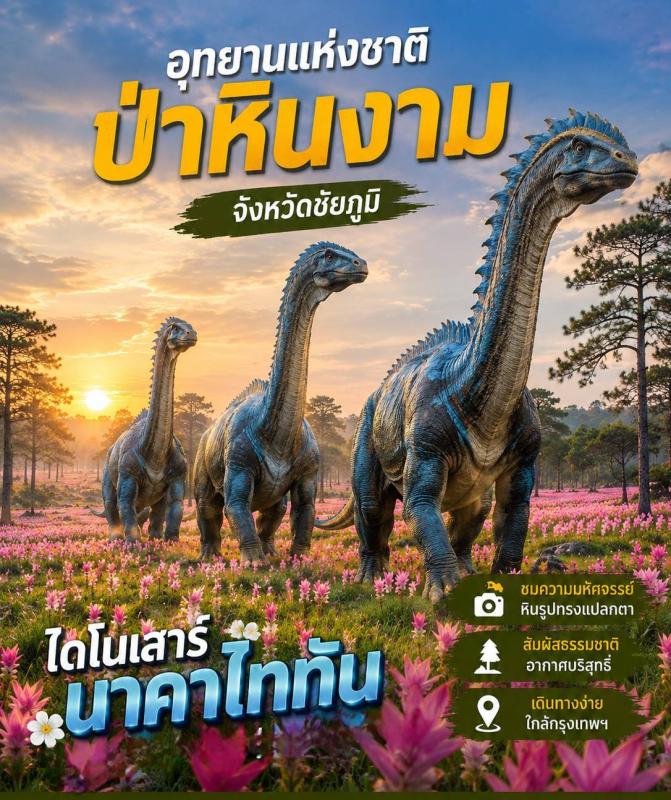 จังหวัดชัยภูมิแถลงข่าวเปิดเทศกาลท่องเที่ยวดอกกระเจียวบาน ประจำปี&nbsp;2569&nbsp;สัมผัสความงามดอกไม้สีชมพูอมม่วงรับฤดูฝน พร้อมชูไฮไลต์การค้นพบ &ldquo;นาคาไททัน&rdquo; ไดโนเสาร์สายพันธุ์ใหม่ที่ใหญ่ที่สุดในเอเชียตะวันออกเฉียงใต้(มีคลิปข่าว)