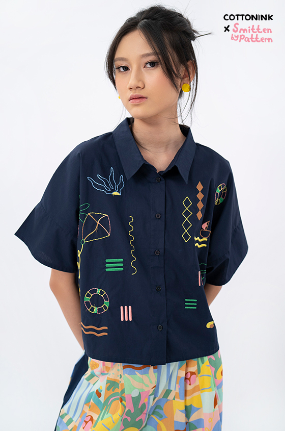 Navy Embroidered Sarda