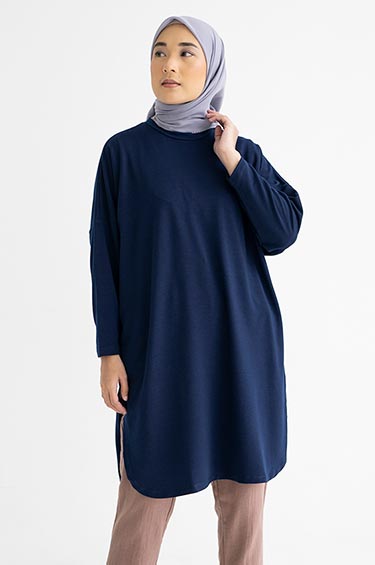 SYALINE HIJAB - ADEENA TUNIC NAVY BLUE