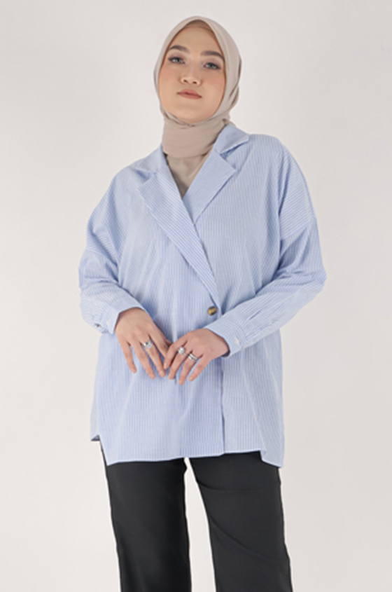SYALINE HIJAB - OUTER AMINA BLUE STRIPES