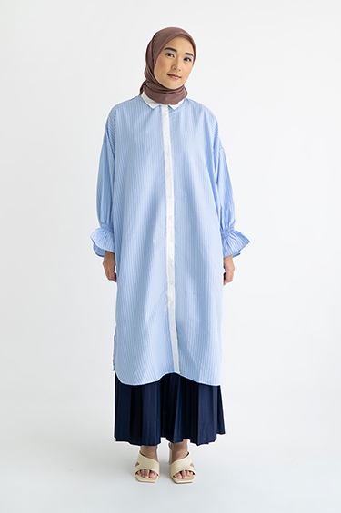 SYALINE HIJAB AVERY TUNIC BLUE STRIPE