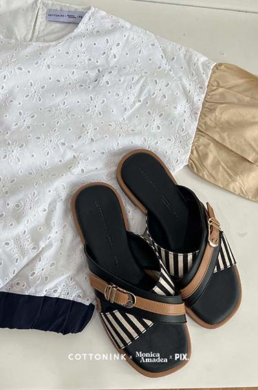 PIX Beige Black Lewis Sandal