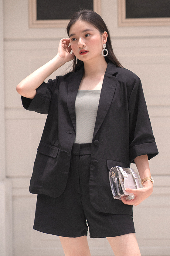 cotton black blazer