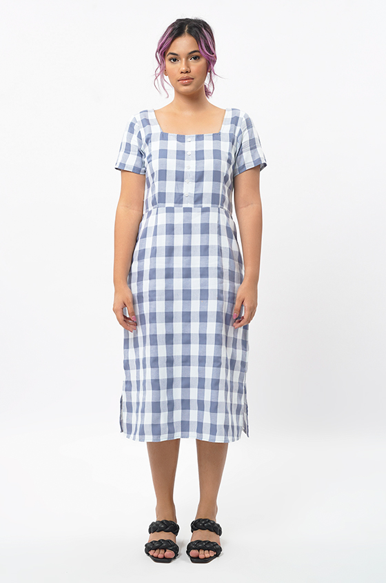 Midi Blue Gingham Rayisa | COTTONINK