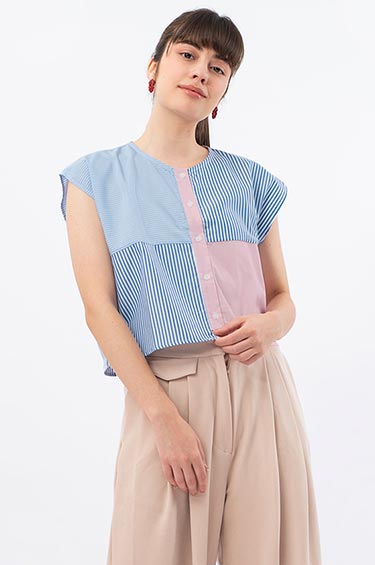 Blue Mixed Striped Sopa