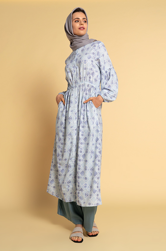 Maxi Blue Printed Zayda | COTTONINK