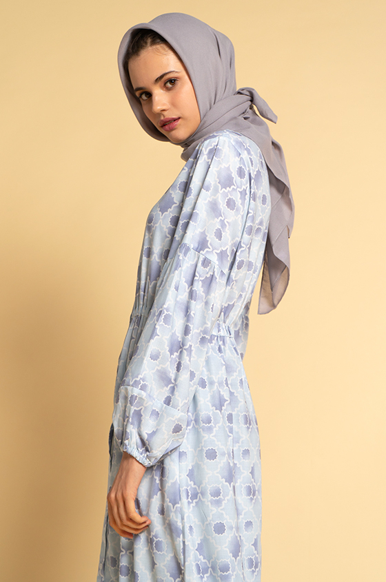 Maxi Blue Printed Zayda | COTTONINK