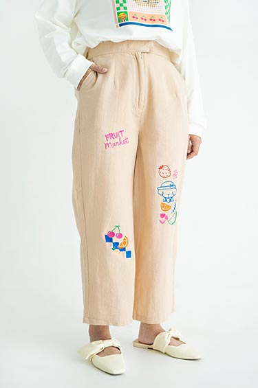 Syaline Hijab - Chio Pant Beige Embroidery