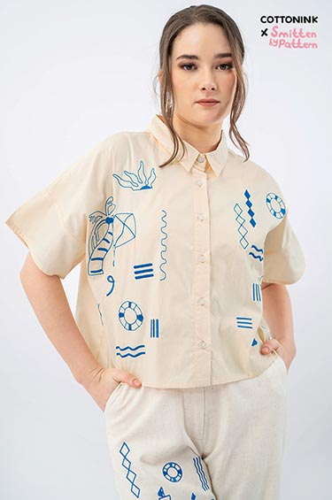 Cream Embroidered Sarda