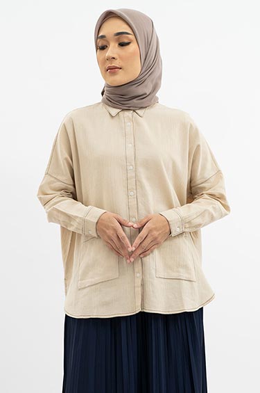 Kemeja Gabby Shirt Beige