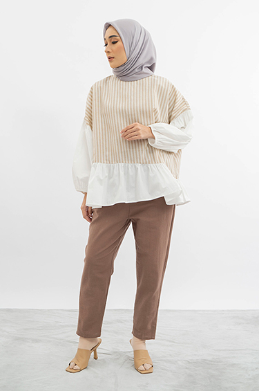 JOLINE BLOUSE BEIGE STRIPES