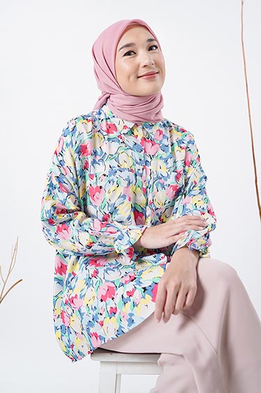 Kemeja Wanita Meidy Multicolor Flower