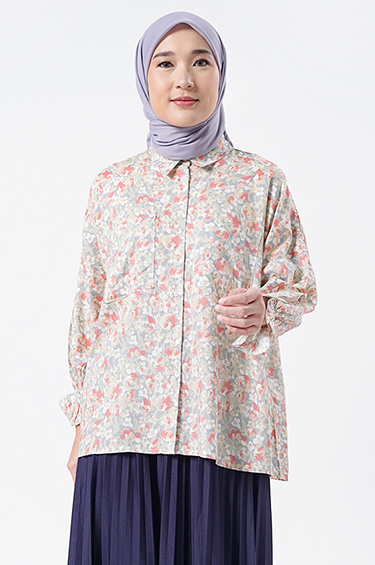 Kemeja Wanita Meidy Pastel Flower