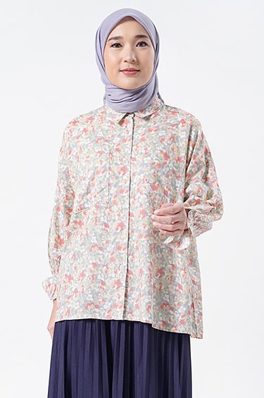 Kemeja Wanita Meidy Pastel Flower