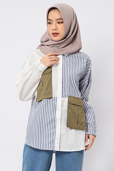 Navy Blue Striped Ardea
