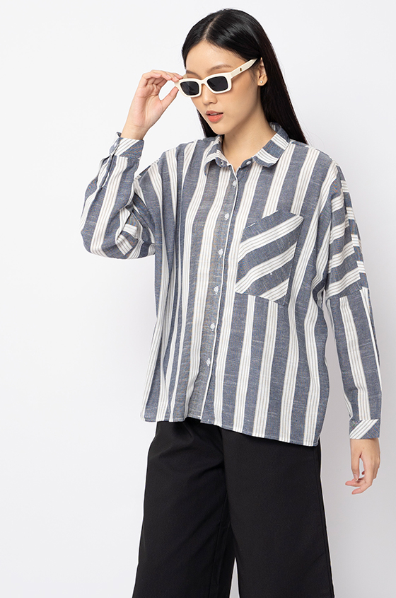 Shirts Navy Blue Striped Devon | COTTONINK