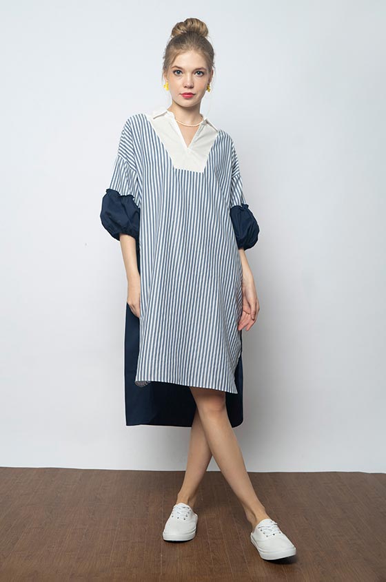 Navy Blue Striped Vinze