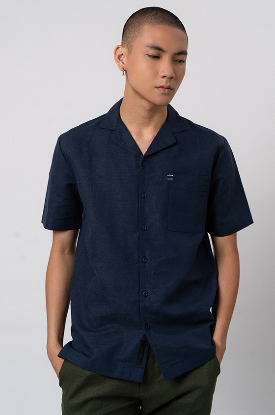 Shirts Navy Linen Dale | COTTONINK